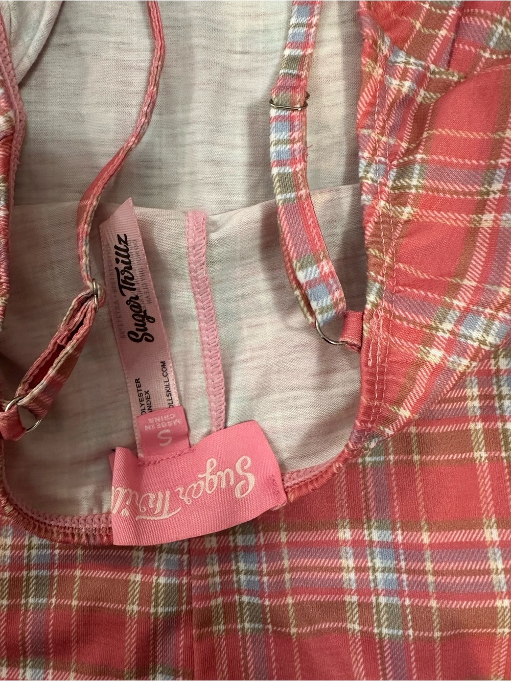 Sugar Thrillz Pink Plaid Slip Dress - Picture 3 of 4